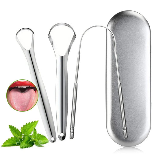 Stainless Steel Tongue Scraper Set